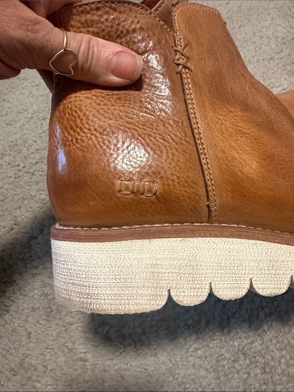 Bed Stu Women's Tan Leather Ankle Booties with Red Lining - Picture 3 of 6
